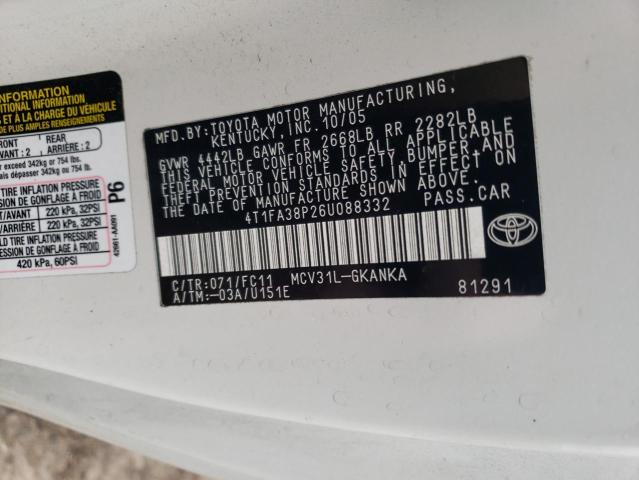 Photo 10 from auction – 2006 TOYOTA SOLARA with VIN 4T1FA38P26U088332