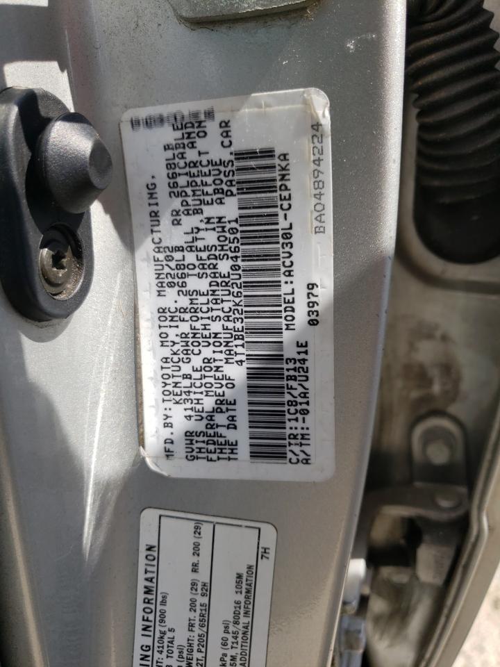 Photo 10 from auction – 2002 TOYOTA CAMRY LE with VIN 4T1BE32K62U046501