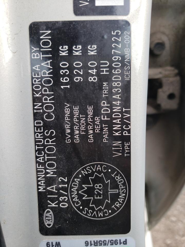 Photo 10 from auction – 2013 KIA RIO EX with VIN KNADN4A38D6097225