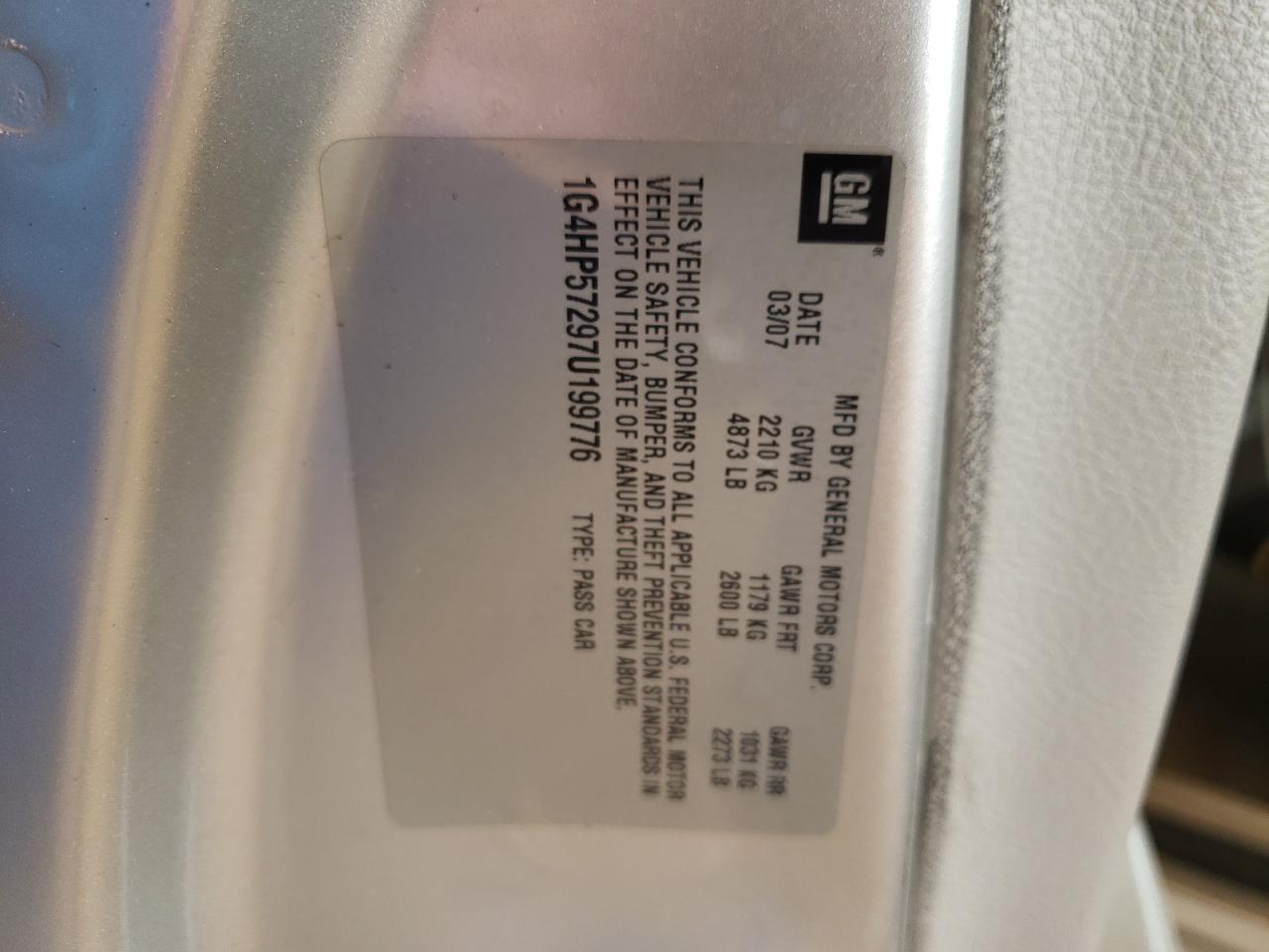 Photo 10 from auction – 2007 BUICK LUCERNE CX with VIN 1G4HP57297U199776