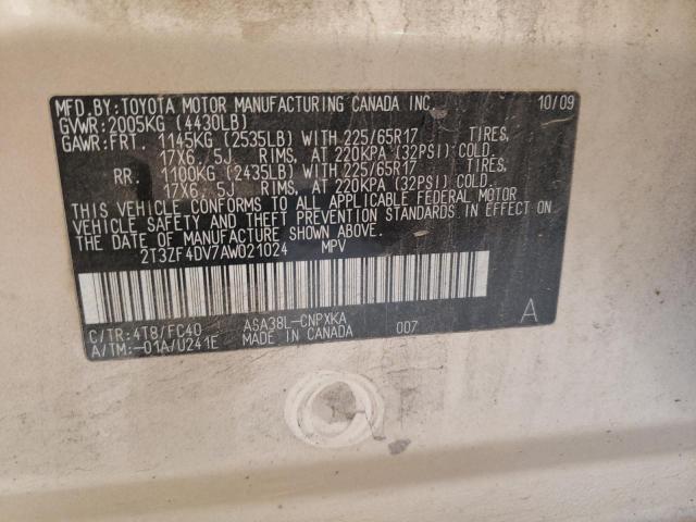 Photo 10 from auction – 2010 TOYOTA RAV4 with VIN 2T3ZF4DV7AW021024
