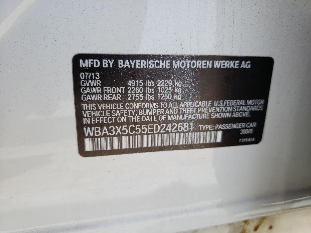 Photo 10 from auction – 2014 BMW 328 XIGT with VIN WBA3X5C55ED242681