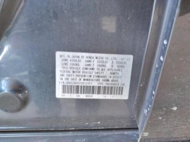 Photo 10 from auction – 2007 ACURA TSX with VIN JH4CL96837C012317