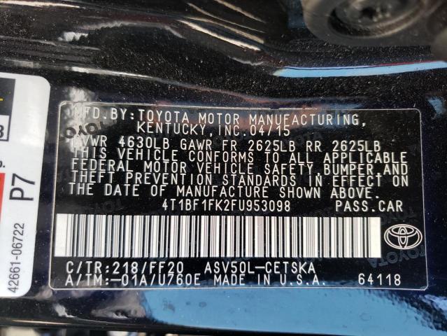 Photo 10 from auction – 2015 TOYOTA CAMRY LE with VIN 4T1BF1FK2FU953098