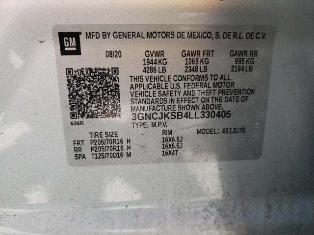 Photo 10 from auction – 2020 CHEVROLET TRAX LS with VIN 3GNCJKSB4LL330405