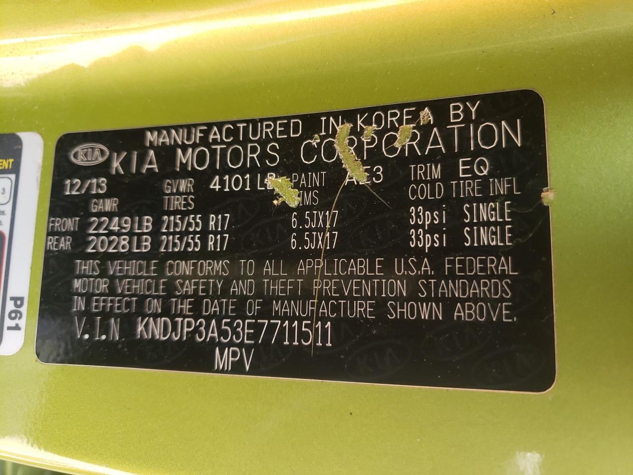 Снимка 10 от търг – 2014 KIA SOUL + с VIN KNDJP3A53E7711511
