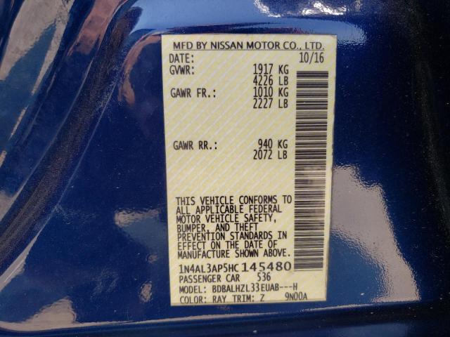 Photo 10 from auction – 2017 NISSAN ALTIMA 2.5 with VIN 1N4AL3AP5HC145480