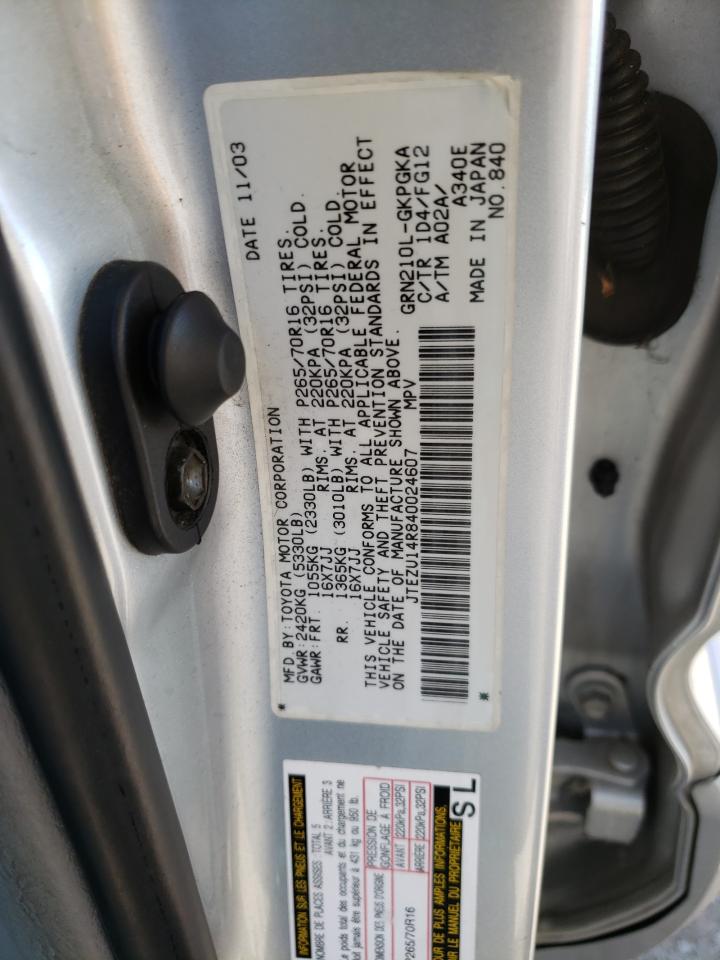 Photo 10 from auction – 2004 TOYOTA 4RUNNER SR with VIN JTEZU14R840024607