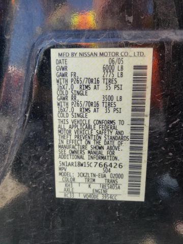 Photo 10 from auction – 2005 NISSAN PATHFINDER with VIN 5N1AR18W15C766426