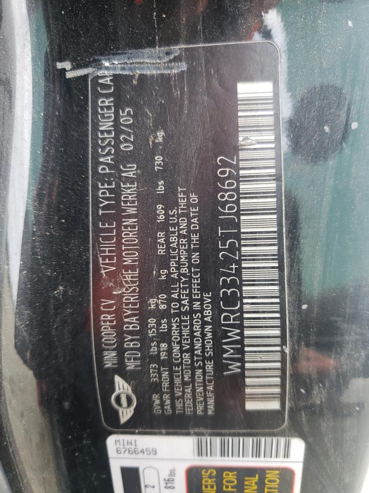 Photo 10 from auction – 2005 MINI COOPER with VIN WMWRC33425TJ68692
