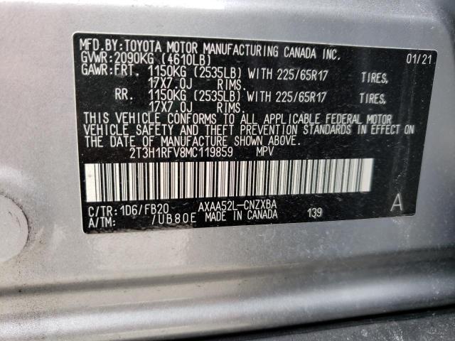 Photo 10 from auction – 2021 TOYOTA RAV4 LE with VIN 2T3H1RFV8MC119859
