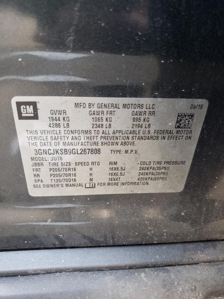 Photo 10 from auction – 2016 CHEVROLET TRAX LS with VIN 3GNCJKSB9GL267808