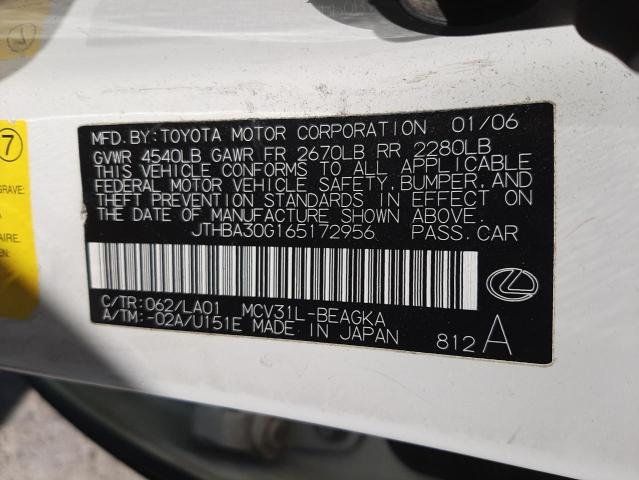 Фото 10 с аукциона – 2006 LEXUS ES 330 с VIN JTHBA30G165172956