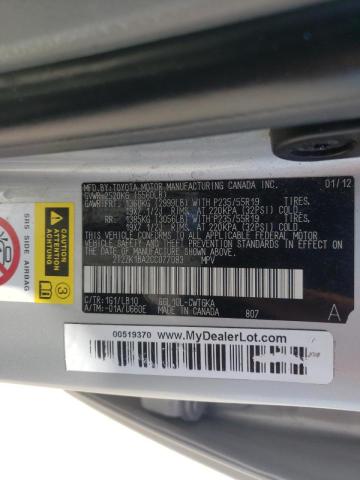 Photo 10 from auction – 2012 LEXUS RX 350 with VIN 2T2ZK1BA2CC077083