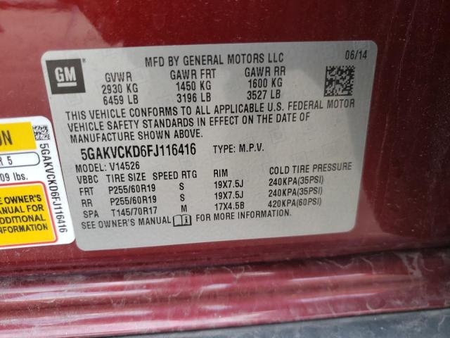 Photo 10 from auction – 2015 BUICK ENCLAVE with VIN 5GAKVCKD6FJ116416