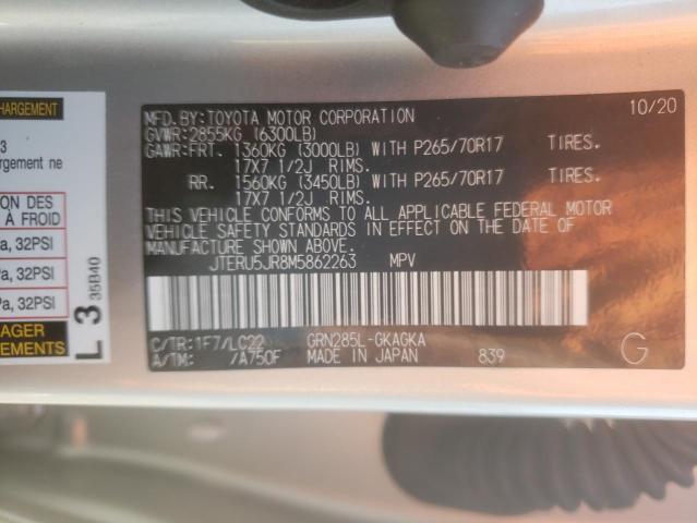 Photo 10 from auction – 2021 TOYOTA 4RUNNER SR with VIN JTERU5JR8M5862263