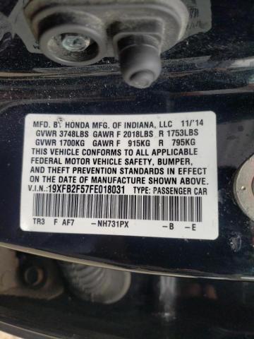 Photo 10 from auction – 2015 HONDA CIVIC LX with VIN 19XFB2F57FE018031