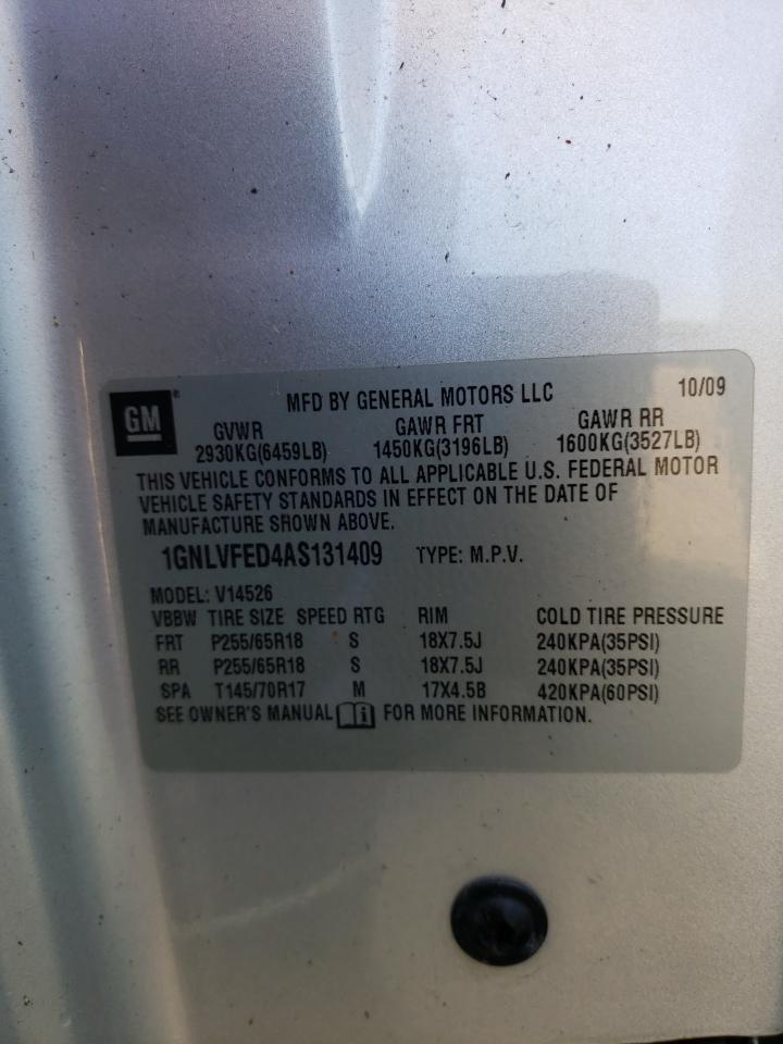Photo 10 from auction – 2010 CHEVROLET TRAVERSE L with VIN 1GNLVFED4AS131409