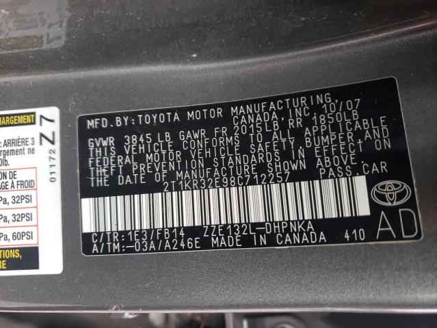 Photo 10 from auction – 2008 TOYOTA COROLLA MA with VIN 2T1KR32E98C712257
