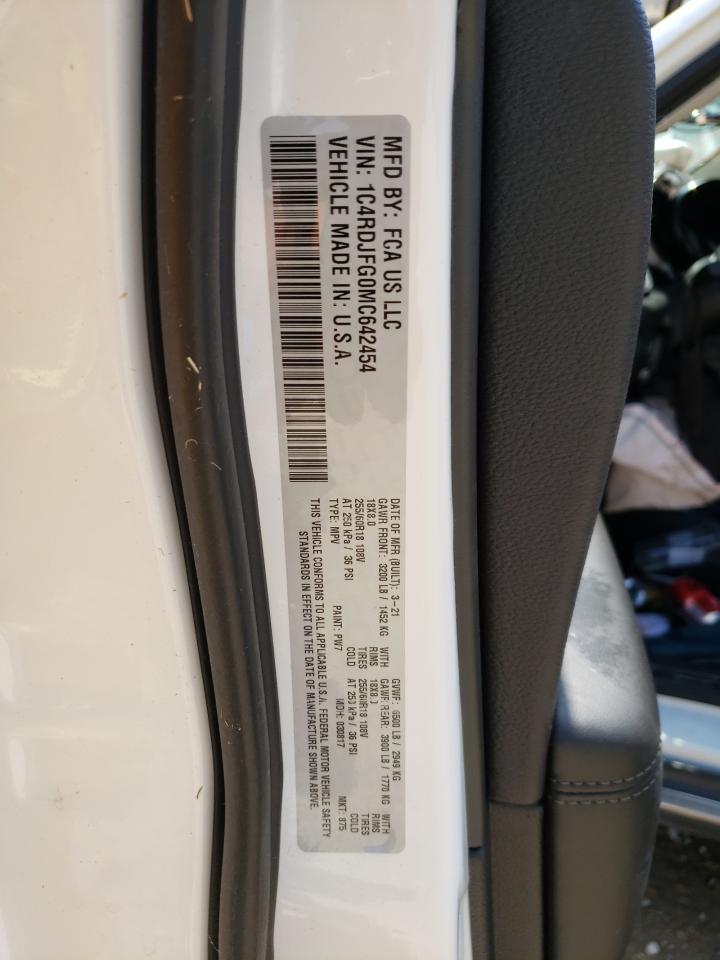 Photo 10 from auction – 2021 DODGE DURANGO PU with VIN 1C4RDJFG0MC642454