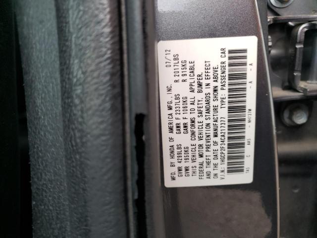 Photo 10 from auction – 2012 HONDA ACCORD LX with VIN 1HGCP2F34CA217377
