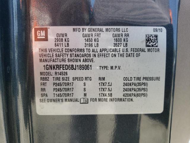Photo 10 from auction – 2011 CHEVROLET TRAVERSE L with VIN 1GNKRFED6BJ189061