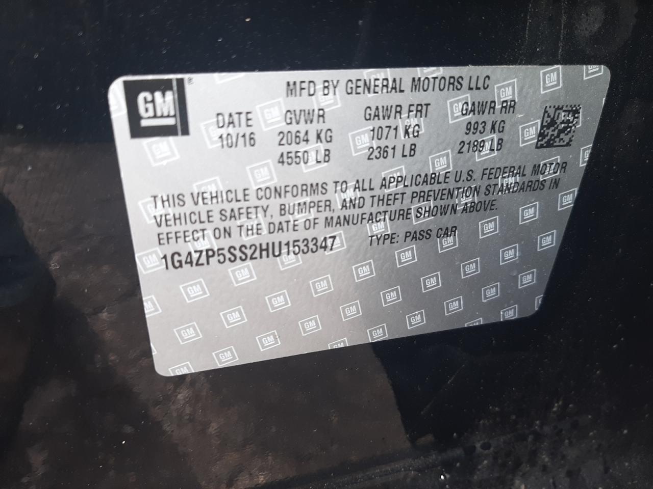 Photo 10 from auction – 2017 BUICK LACROSSE E with VIN 1G4ZP5SS2HU153347