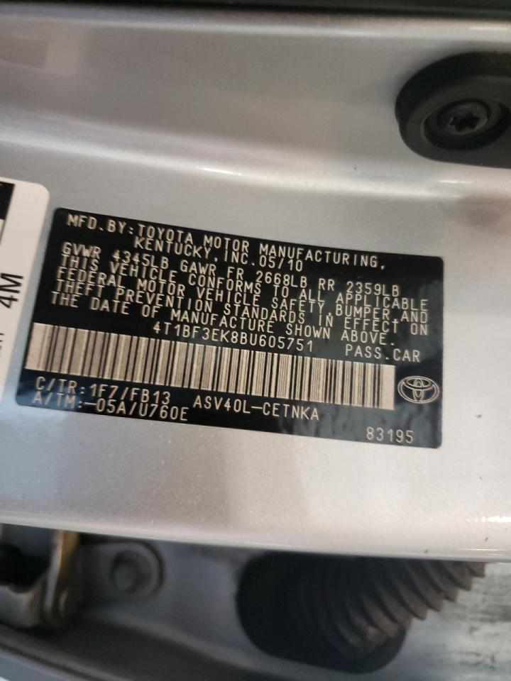 Photo 10 from auction – 2011 TOYOTA CAMRY BASE with VIN 4T1BF3EK8BU605751
