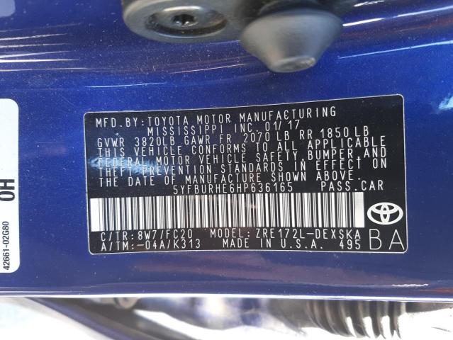 Photo 10 from auction – 2017 TOYOTA COROLLA L with VIN 5YFBURHE6HP636165