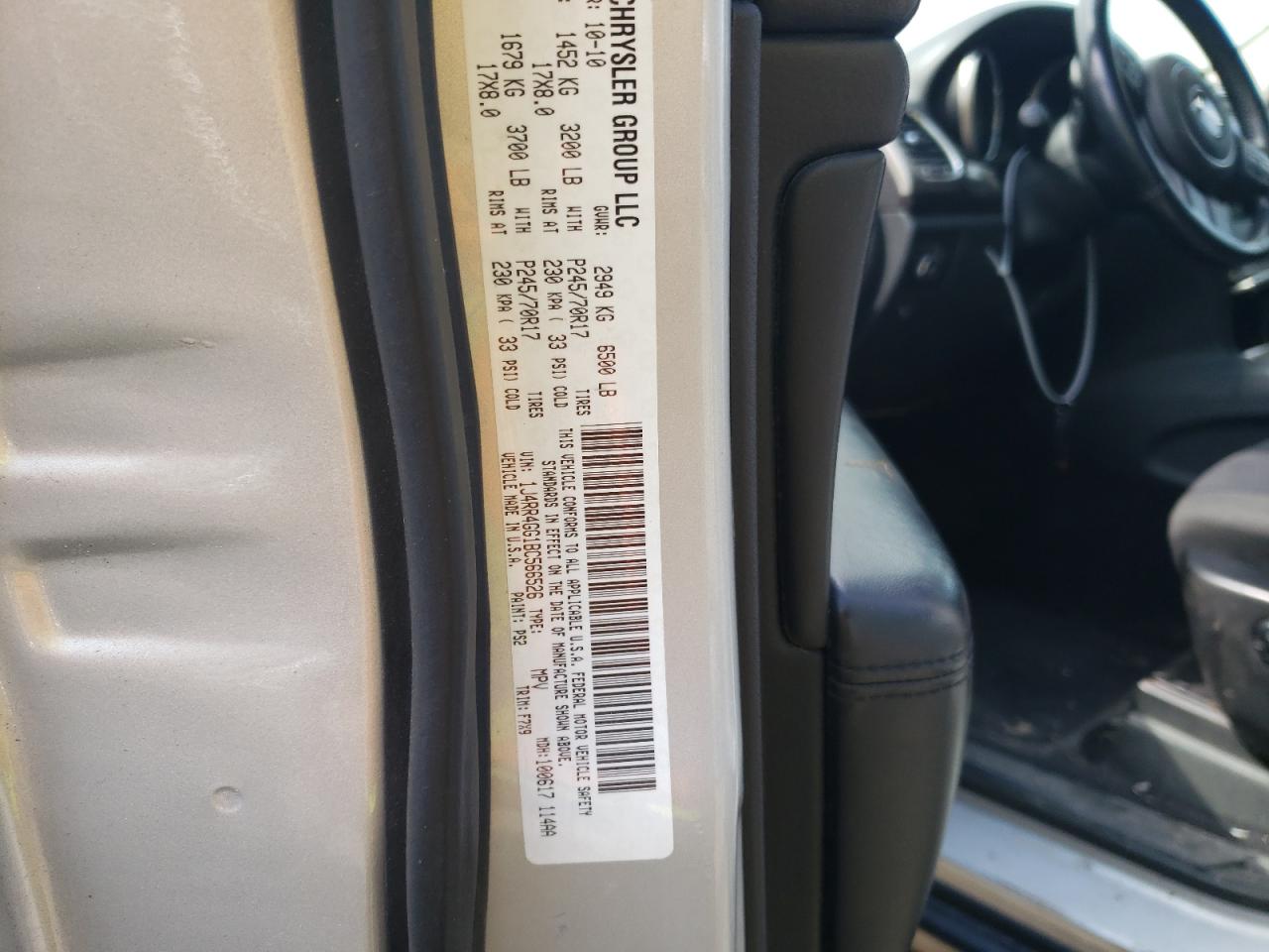 Photo 10 from auction – 2011 JEEP GRAND CHER with VIN 1J4RR4GG1BC566526
