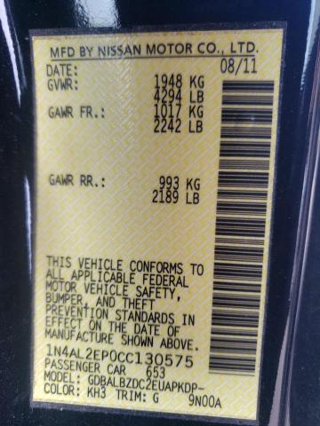 Photo 10 from auction – 2012 NISSAN ALTIMA S with VIN 1N4AL2EP0CC130575