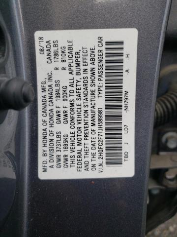 Photo 10 from auction – 2018 HONDA CIVIC EX with VIN 2HGFC2F71JH589981
