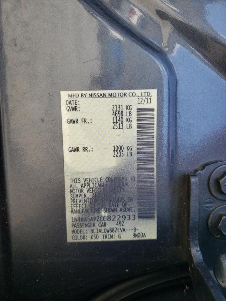 Photo 10 from auction – 2012 NISSAN MAXIMA S with VIN 1N4AA5AP2CC822933