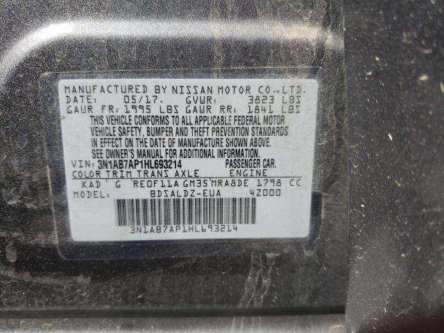 Photo 10 from auction – 2017 NISSAN SENTRA S with VIN 3N1AB7AP1HL693214