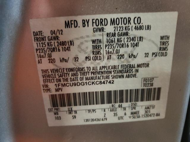 Photo 10 from auction – 2012 FORD ESCAPE XLT with VIN 1FMCU9DG1CKC84742