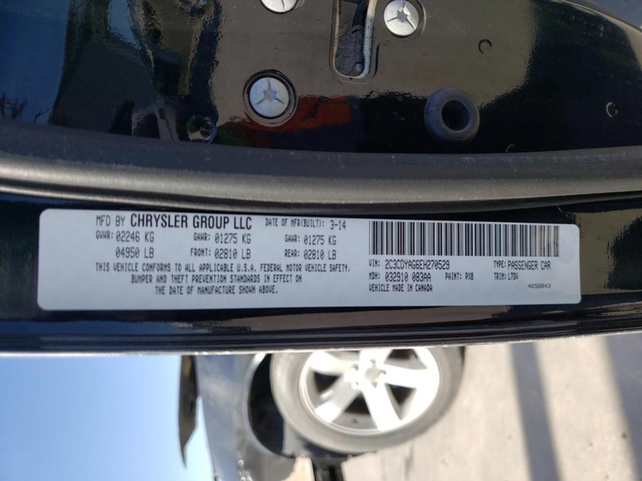Photo 10 from auction – 2014 DODGE CHALLENGER with VIN 2C3CDYAG6EH270529