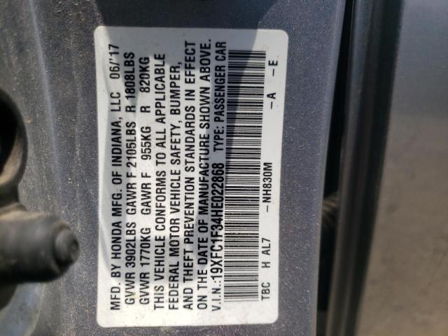 Photo 10 from auction – 2017 HONDA CIVIC EX with VIN 19XFC1F34HE022868