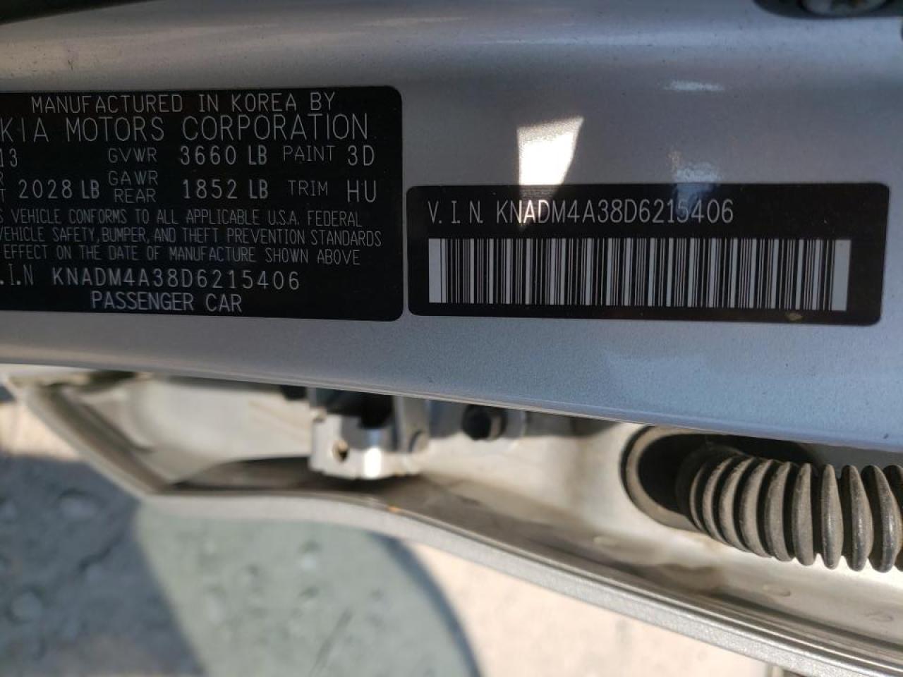 Photo 10 from auction – 2013 KIA RIO LX with VIN KNADM4A38D6215406