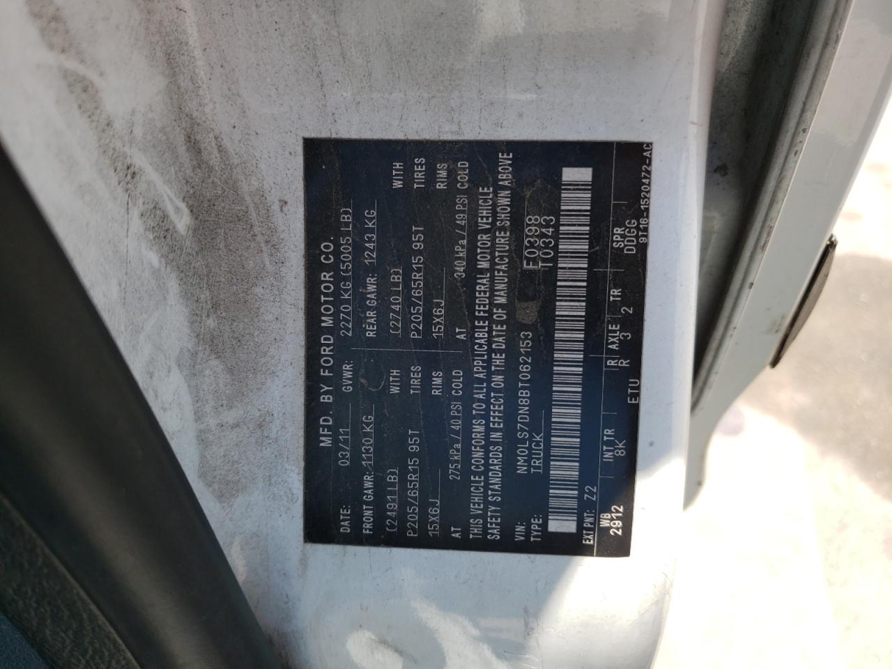 Photo 10 from auction – 2011 FORD TRANSIT CO with VIN NM0LS7DN8BT062153
