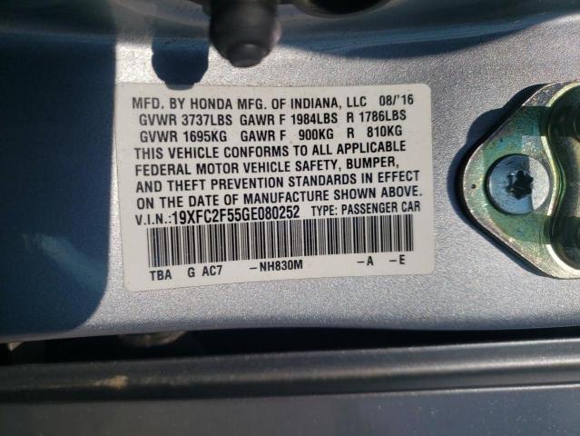 HONDA CIVIC LX 2016 with VIN 19XFC2F55GE080252 - Photo from auction