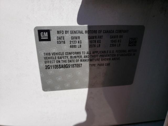 Photo 10 from auction – 2016 CHEVROLET IMPALA LT with VIN 2G1105SA8G9187097