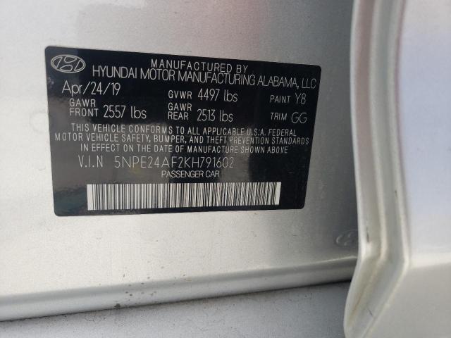Photo 10 from auction – 2019 HYUNDAI SONATA SE with VIN 5NPE24AF2KH791602