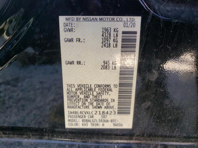 Photo 10 from auction – 2020 NISSAN ALTIMA SR with VIN 1N4BL4CVXLC218423