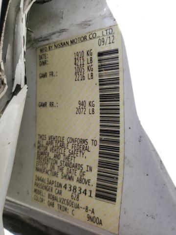 Photo 10 from auction – 2013 NISSAN ALTIMA 2.5 with VIN 1N4AL3AP1DN438341