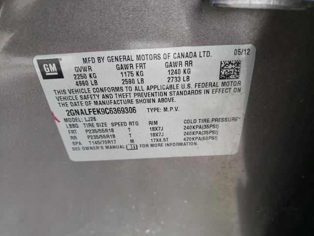 Photo 10 from auction – 2012 CHEVROLET EQUINOX LT with VIN 2GNALFEK9C6369306