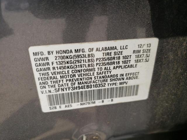 Photo 10 from auction – 2014 HONDA PILOT TOUR with VIN 5FNYF3H94EB010352