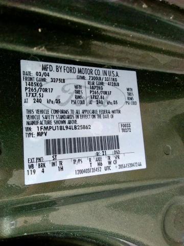 Фото 10 с аукциона – 2004 FORD EXPEDITION с VIN 1FMPU18L94LB25862