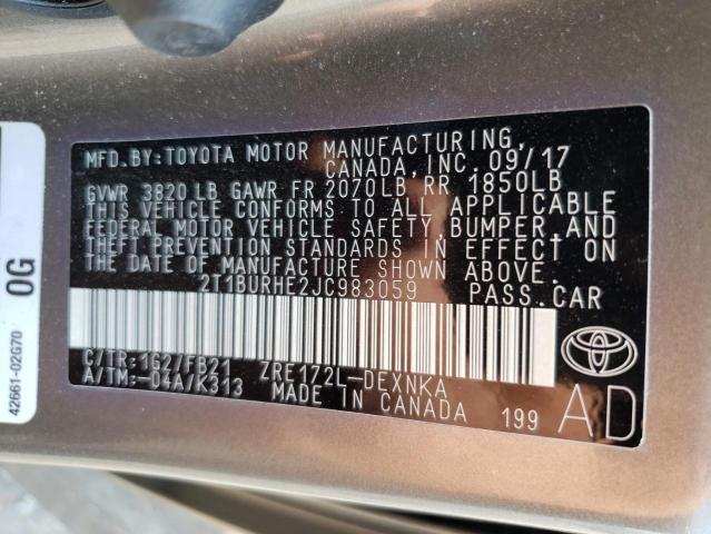 Photo 10 from auction – 2018 TOYOTA COROLLA L with VIN 2T1BURHE2JC983059