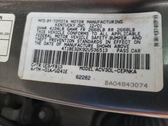 Photo 10 from auction – 2002 TOYOTA CAMRY LE with VIN 4T1BE32K92U536513