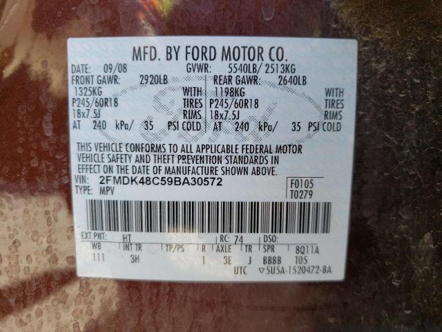 Photo 10 from auction – 2009 FORD EDGE SEL with VIN 2FMDK48C59BA30572